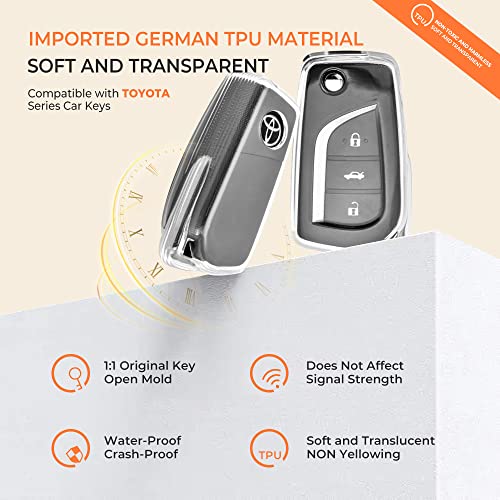 Clear TPU Key Cover Compatible with Toyota Innova Crysta and Corolla Altis Flip Key