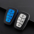 Leather TPU Key Cover Compatible for Tata Nexon Harrier Safari Altroz Punch Tigor 4 Button Smart Key