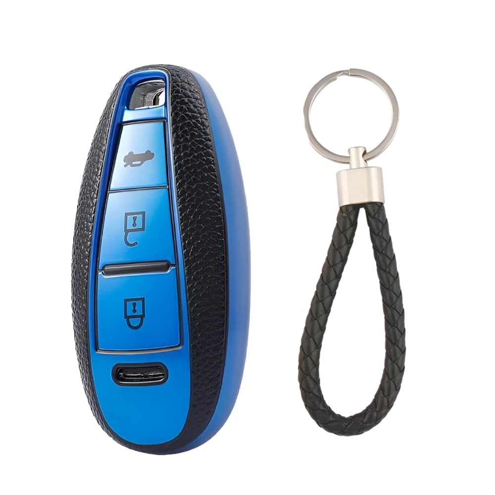 PremiumSoft TPU Leather Pattern Key Cover Compatible with Maruti 3 Button Baleno Ciaz Vitara Brezza S Cross Swift Ignis and Urban Cruiser Smart Key (Silver)