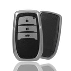 Premium Soft TPU Leather Pattern Key Cover Compatible with Toyota Inova, fortuner,3 Button Smart Key
