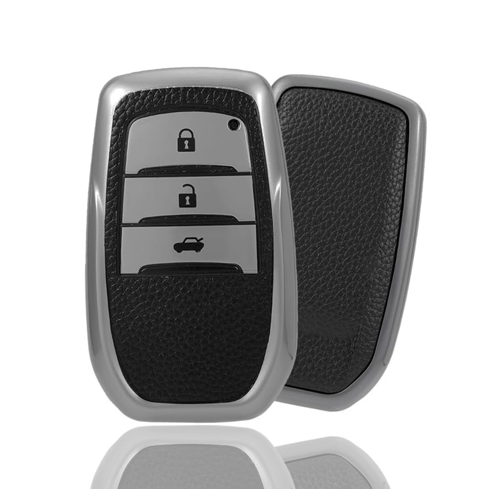 Premium Soft TPU Leather Pattern Key Cover Compatible with Toyota Inova, fortuner,3 Button Smart Key