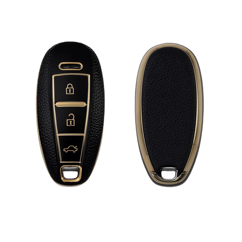 Premium Soft TPU Leather Pattern Key Cover Compatible with Maruti Suzuki 3 Button Baleno Ciaz Vitara Brezza S Cross Swift Ignis and Urban Cruiser Smart Key