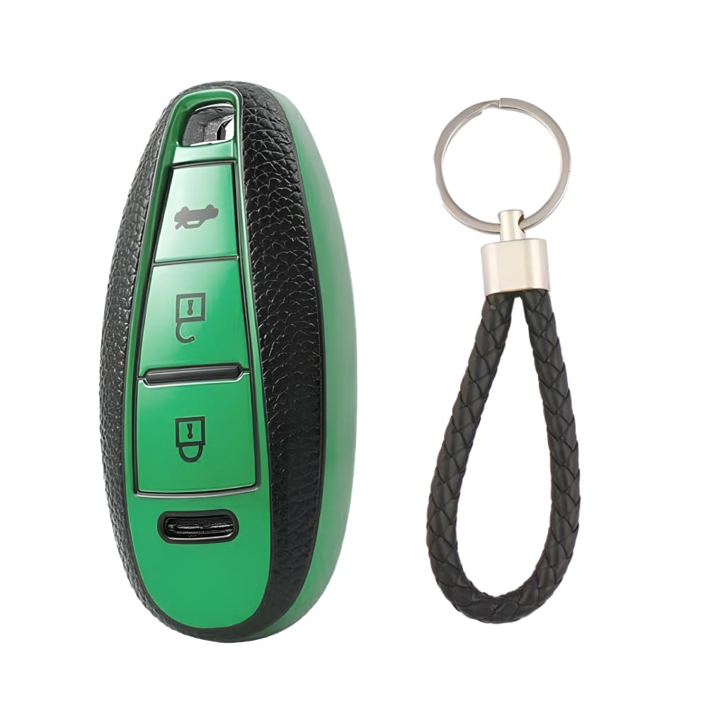 PremiumSoft TPU Leather Pattern Key Cover Compatible with Maruti 3 Button Baleno Ciaz Vitara Brezza S Cross Swift Ignis and Urban Cruiser Smart Key (Silver)