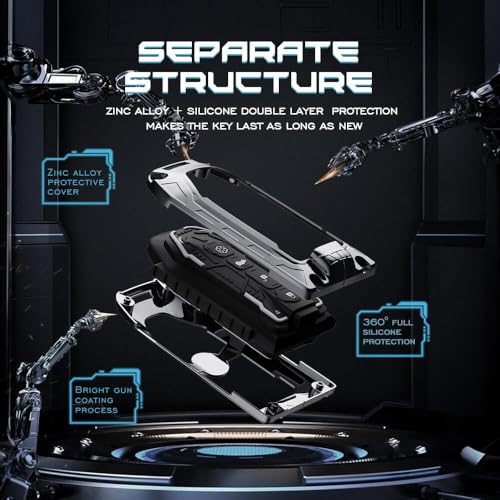 Luxury Transformer Series Soft Silicone & Metal Key Cover Compatible with Mahindra XUV 7XO | BE 6 | XEV 9E | XEV 9S | BE 6 Formula E Edition | BE 6 FE 6Button Smart Key.