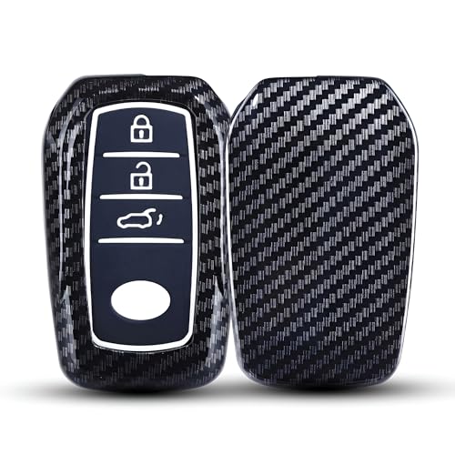 Carbon Fiber Car Key Fobs Silicone Compatible for Toyota Fortuner | Fortuner Legender, Inova 3 Button Smart Key