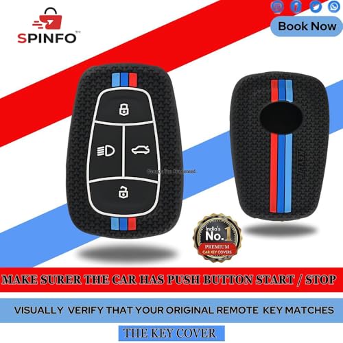 Silicone Key Cover & Keychain Compatible for Tata Nexon, Harrier, Altroz, Tigor BS6, Punch, Safari 2021, Safari Gold 4 Button Smart Key
