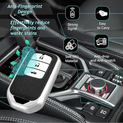 Leather TPU Key Cover Compatible for Honda Elevate | City | Amaze | WRV | CRV | Jazz | 3 Button Smart Key