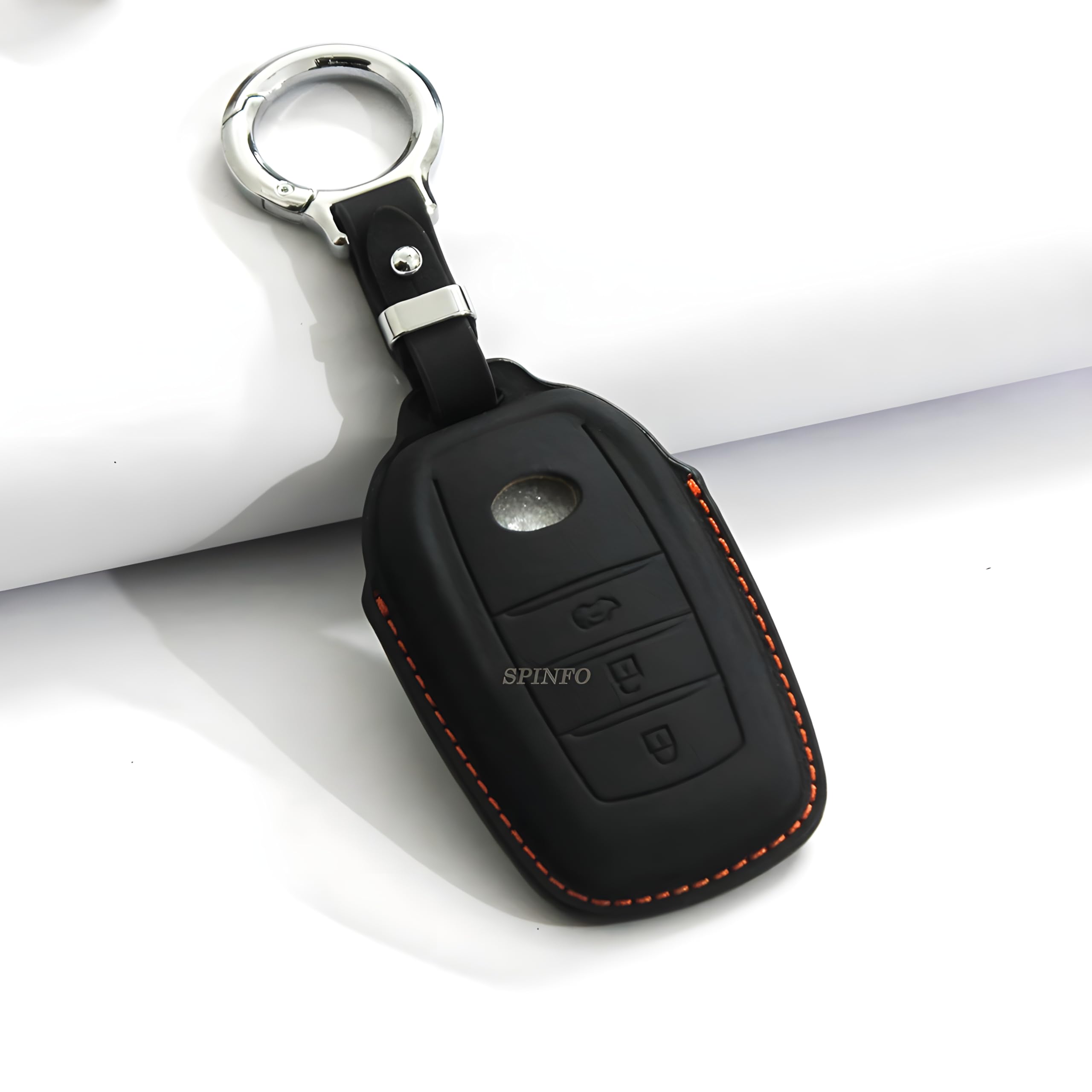 Leather Key Cover and Keychain Compatible for Toyota Fortuner | Hilux | Innova Crysta | Fortuner Legender | Innova HyCross | Land Cruiser Smart Key