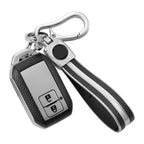 Leather TPU Key Cover and Keychain Compatible for Suzuki 2 Button Smart Key