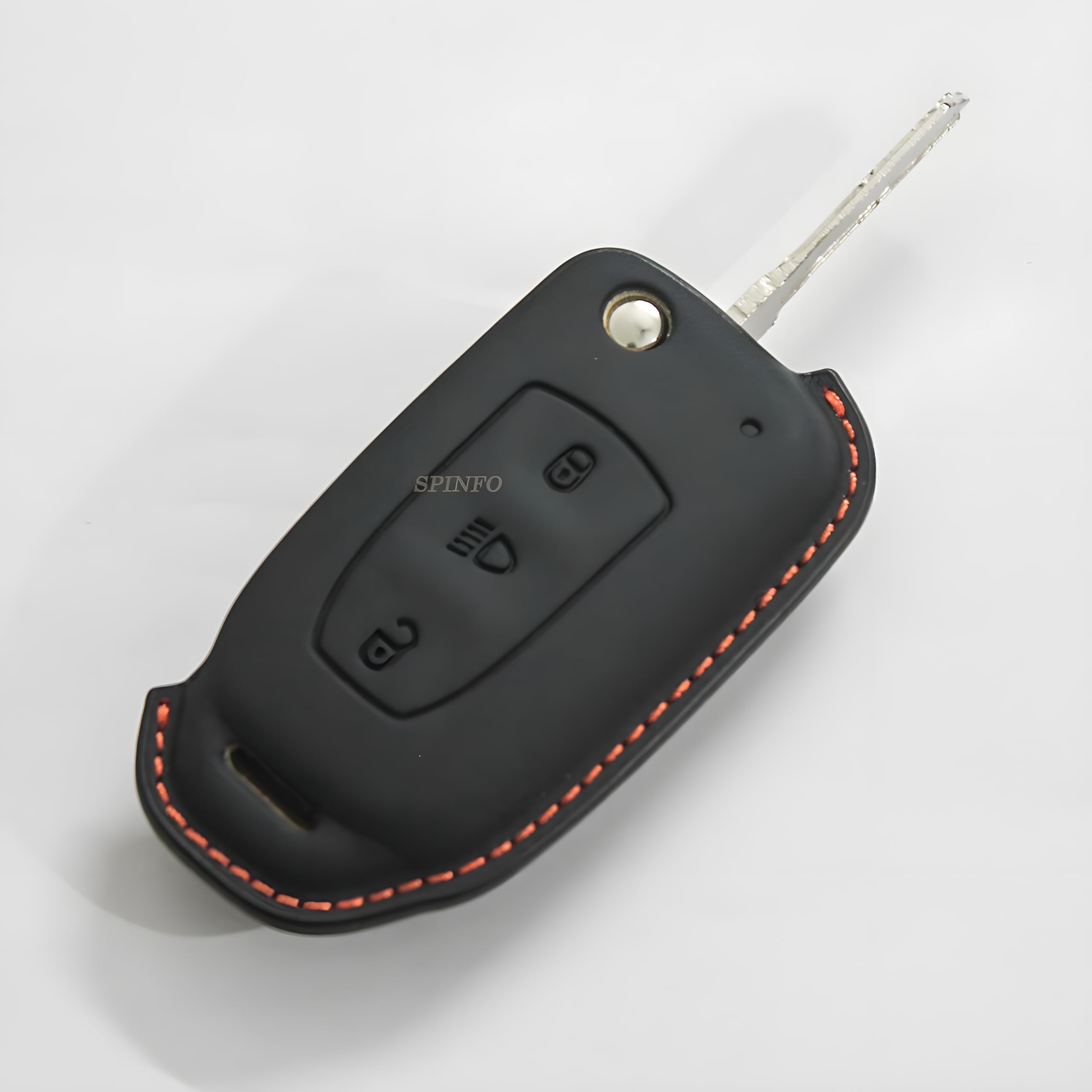 Leather Key Cover and Keychain Compatible for Tata Curvv, Nexon, Harrier, Safari, Punch, Altroz, Tiago, Tigor 3 Button flip Key