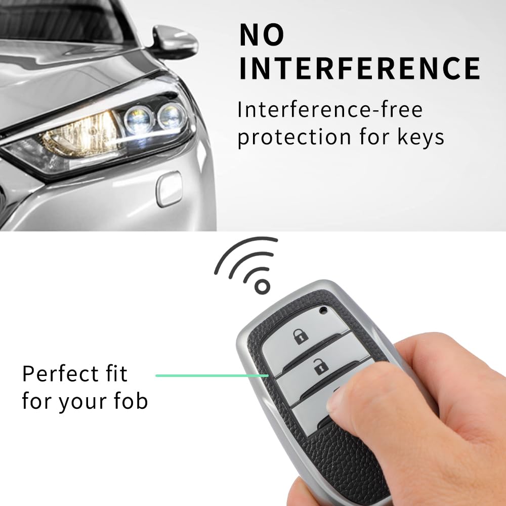Premium Soft TPU Leather Pattern Key Cover Compatible with Toyota Inova, fortuner,3 Button Smart Key