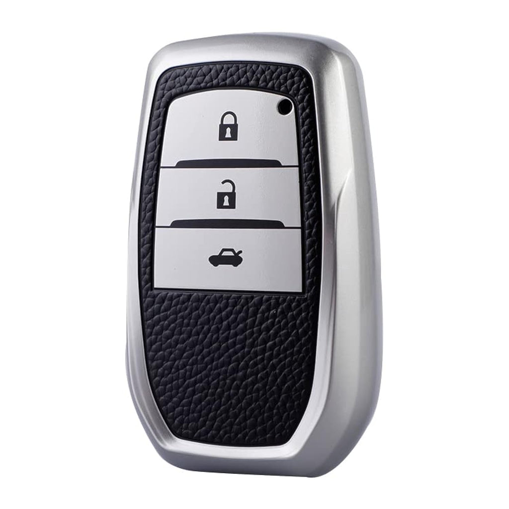 Premium Soft TPU Leather Pattern Key Cover Compatible with Toyota Inova, fortuner,3 Button Smart Key
