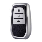 Premium Soft TPU Leather Pattern Key Cover Compatible with Toyota Inova, fortuner,3 Button Smart Key
