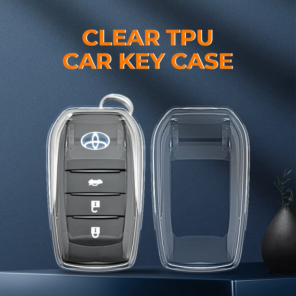 Clear TPU Key Cover and Keychain Compatible for Toyota Fortuner | Hilux | Innova Crysta | Fortuner Legender | Innova HyCross | Land Cruiser Smart Key
