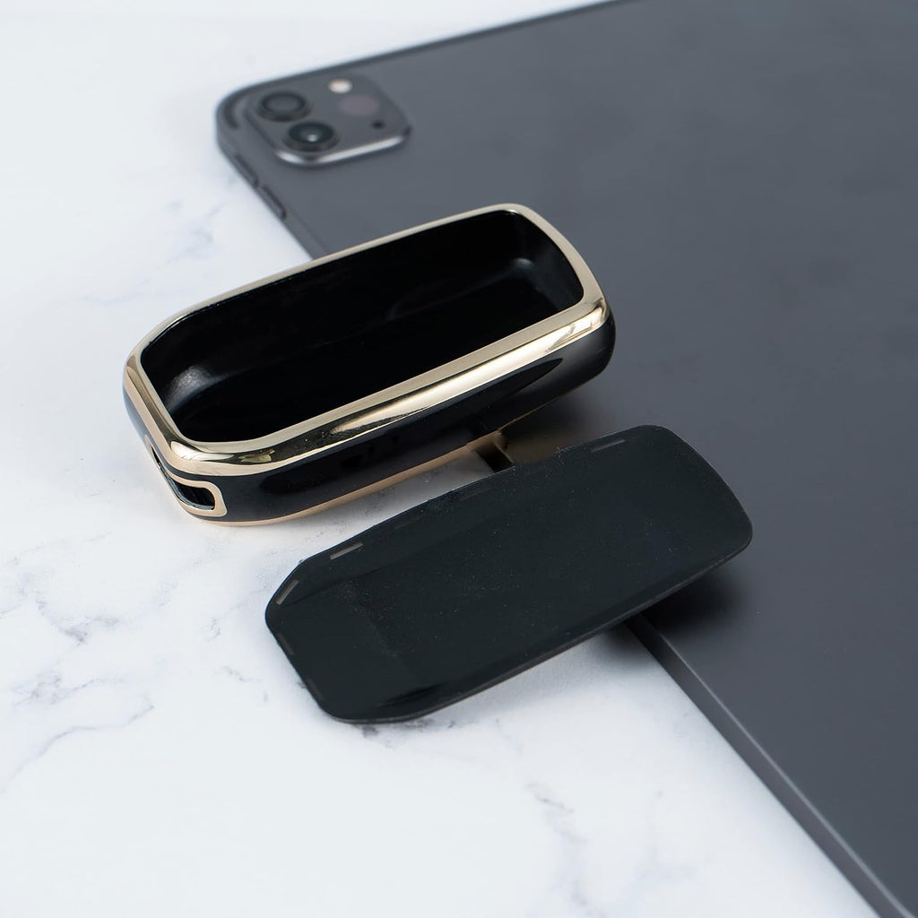 Premium Soft TPU Gold Key Cover Compatible with Toyota Inova, fortuner,3 Button Smart Key
