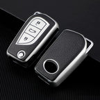 Premium Soft TPU Leather Pattern Key Cover Compatible with Toyota Innova Crysta and Corolla Altis 3Button Flip Key
