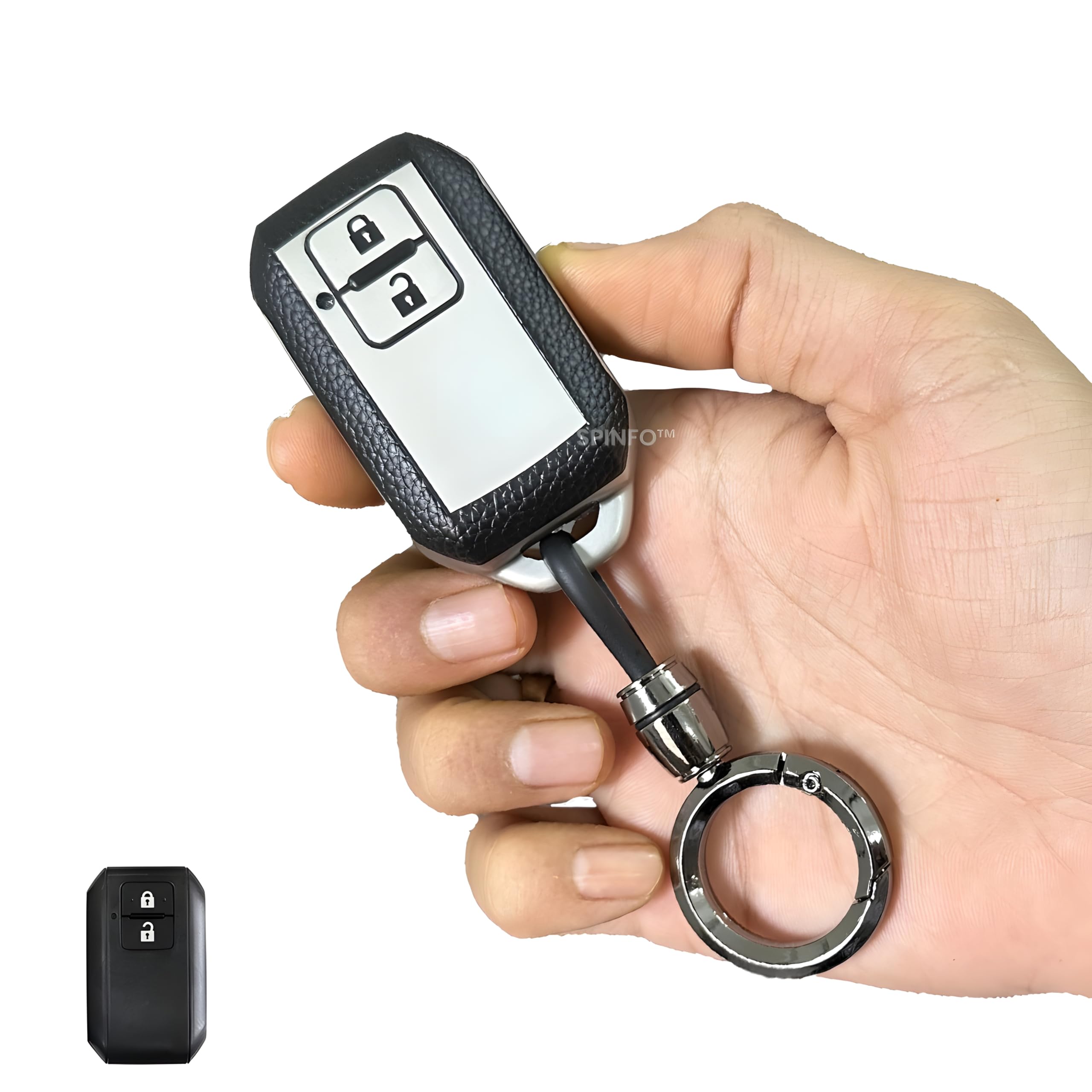 Leather TPU Key Cover and Keychain Compatible for Suzuki 2 Button Smart Key