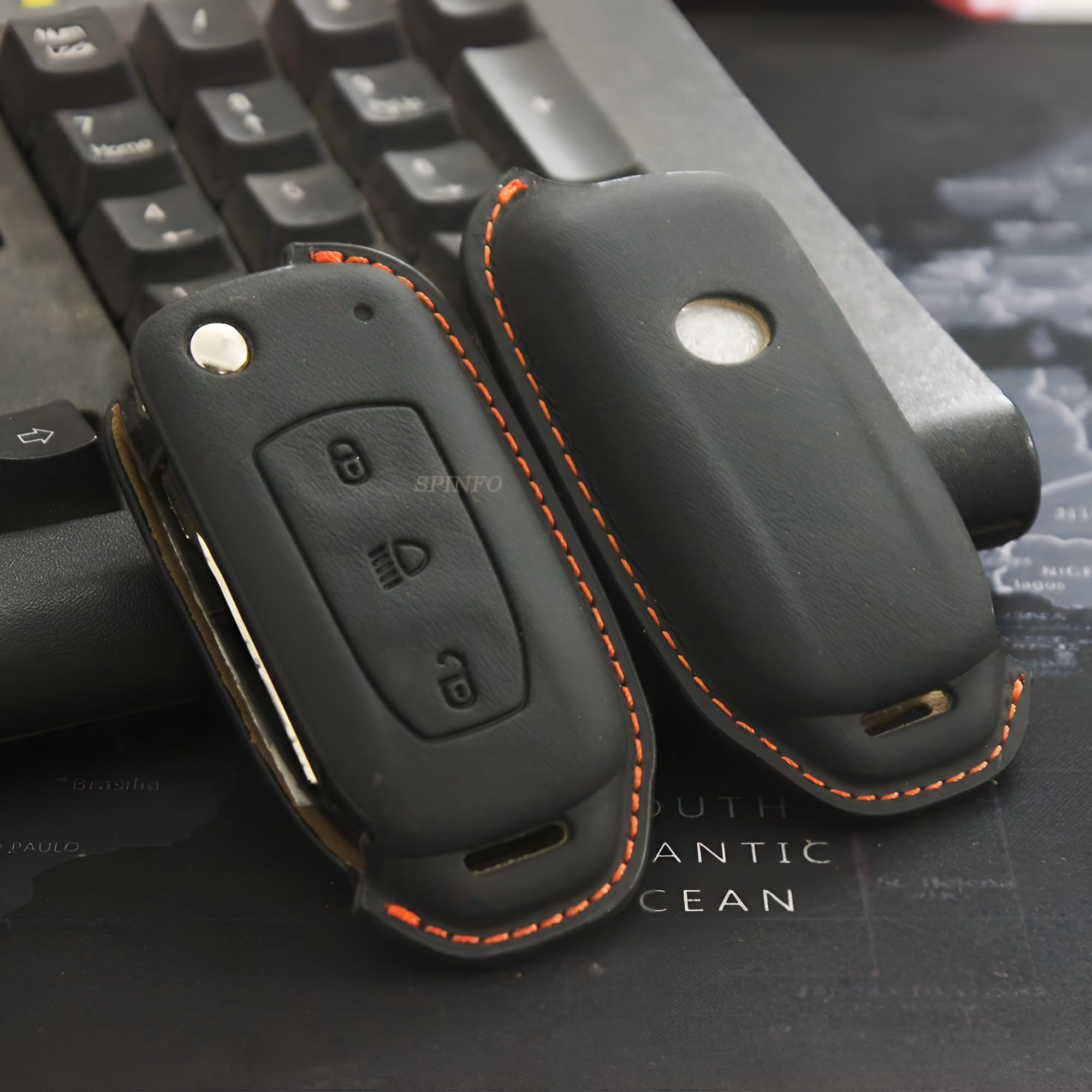 Leather Key Cover and Keychain Compatible for Tata Curvv, Nexon, Harrier, Safari, Punch, Altroz, Tiago, Tigor 3 Button flip Key