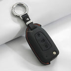 Leather Key Cover and Keychain Compatible for Tata Curvv, Nexon, Harrier, Safari, Punch, Altroz, Tiago, Tigor 3 Button flip Key