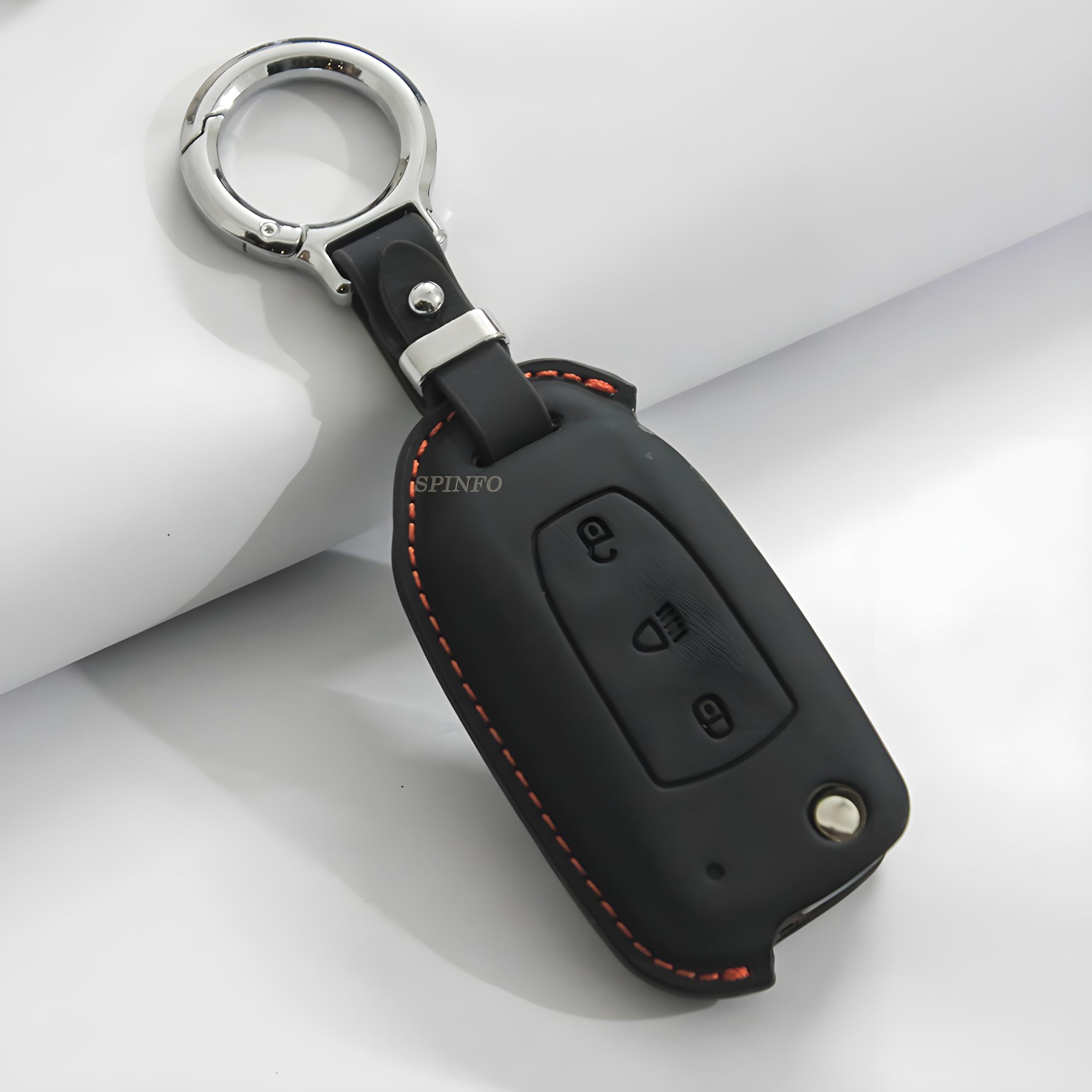Leather Key Cover and Keychain Compatible for Tata Curvv, Nexon, Harrier, Safari, Punch, Altroz, Tiago, Tigor 3 Button flip Key