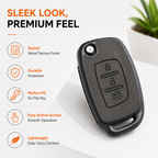 SPINFO Key Cover for Hyundai Creta, Venue, Tucson, Alcazar, i20, Grand i10 Nios, Aura, Xcent, Exter 3 Button Flip Key | Premium Wood Grain TPU Car Key Case | Scratch Resistant Remote Protector