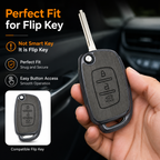 SPINFO Key Cover for Hyundai Creta, Venue, Tucson, Alcazar, i20, Grand i10 Nios, Aura, Xcent, Exter 3 Button Flip Key | Premium Wood Grain TPU Car Key Case | Scratch Resistant Remote Protector