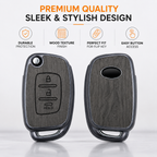 SPINFO Key Cover for Hyundai Creta, Venue, Tucson, Alcazar, i20, Grand i10 Nios, Aura, Xcent, Exter 3 Button Flip Key | Premium Wood Grain TPU Car Key Case | Scratch Resistant Remote Protector