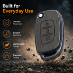 SPINFO Key Cover for Hyundai Creta, Venue, Tucson, Alcazar, i20, Grand i10 Nios, Aura, Xcent, Exter 3 Button Flip Key | Premium Wood Grain TPU Car Key Case | Scratch Resistant Remote Protector