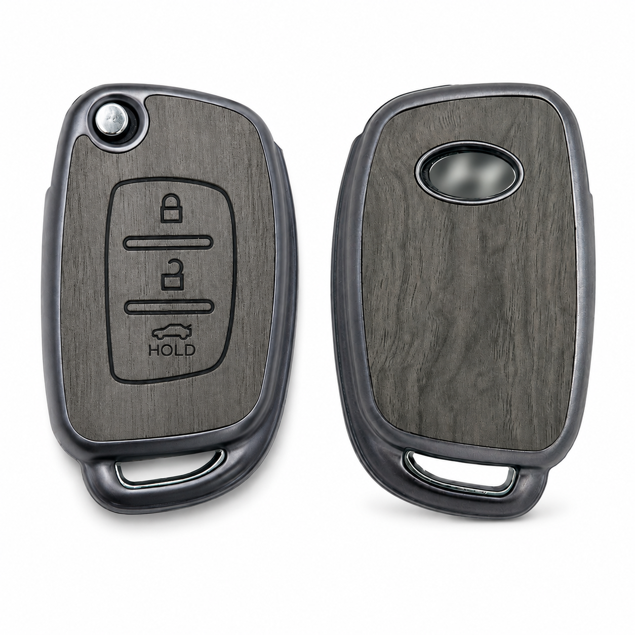 SPINFO Key Cover for Hyundai Creta, Venue, Tucson, Alcazar, i20, Grand i10 Nios, Aura, Xcent, Exter 3 Button Flip Key | Premium Wood Grain TPU Car Key Case | Scratch Resistant Remote Protector