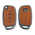 SPINFO Key Cover for Hyundai Creta, Venue, Tucson, Alcazar, i20, Grand i10 Nios, Aura, Xcent, Exter 3 Button Flip Key | Premium Wood Grain TPU Car Key Case | Scratch Resistant Remote Protector
